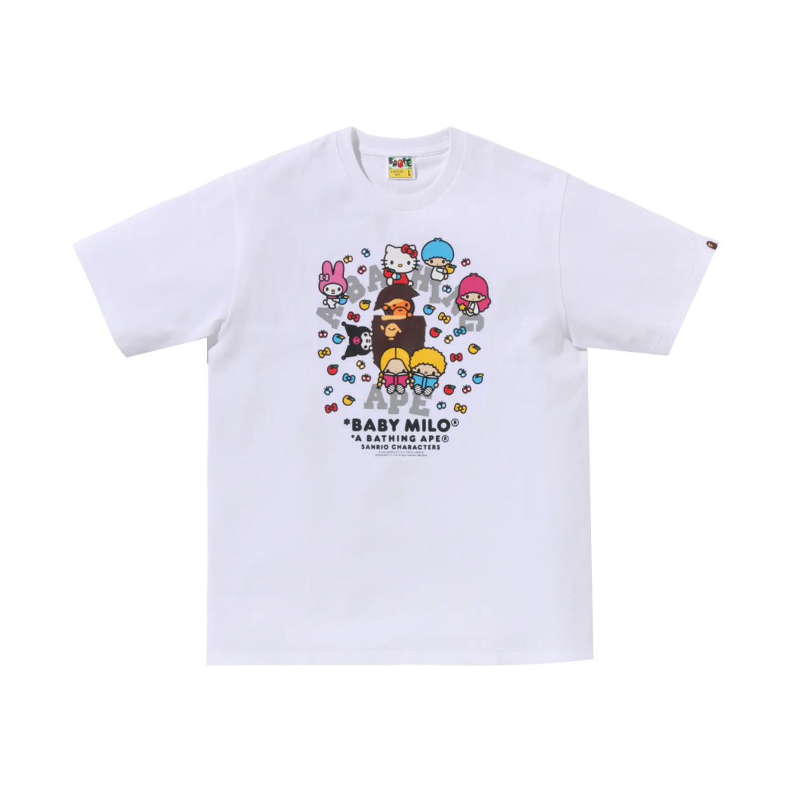 베이프 베이비 마일로 x 산리오 캐릭터 티셔츠 #2 화이트(BAPE Baby Milo x Sanrio Characters T-Shirt #2 White)