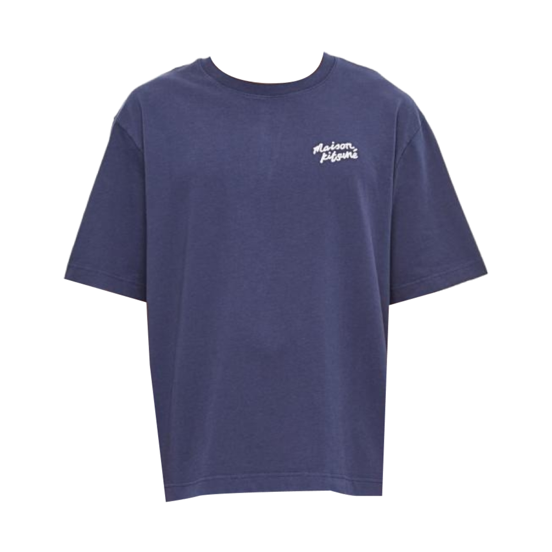 OM00123KJ0119-P476 Maison Kitsune Handwriting Embroidery Oversize T-Shirt Ink Blue