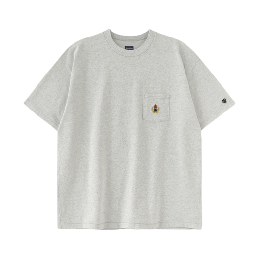 HFA251TS02-T208 Heritage Floss Crest 14S Washed Pocket T-Shirt Medium Grey