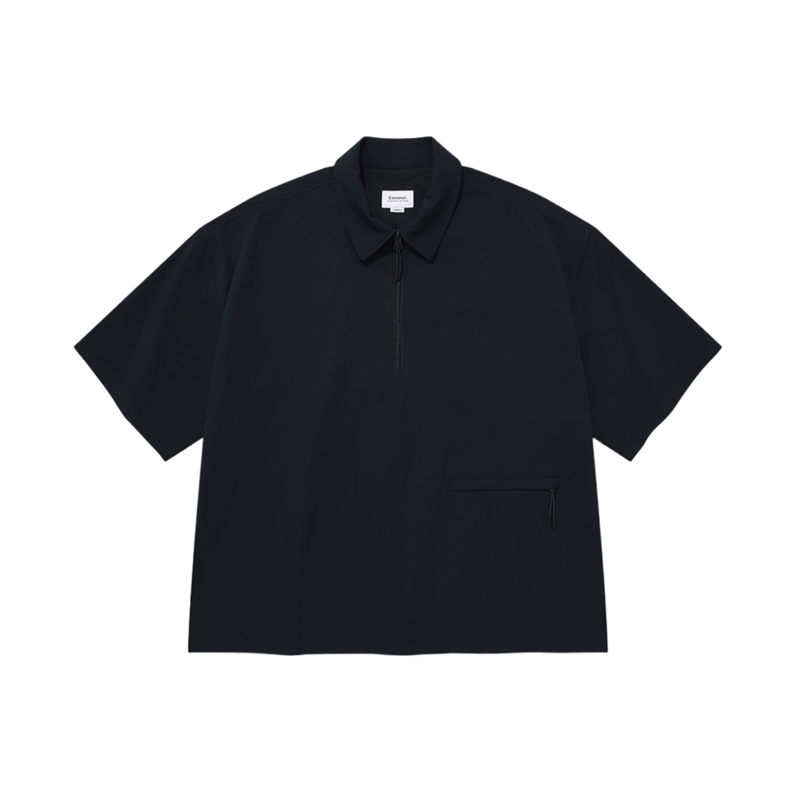 커버낫 시어서커 집업 카라 티셔츠 네이비(Covernat Seersucker Zip Up Collar T-Shirts Navy) - 1