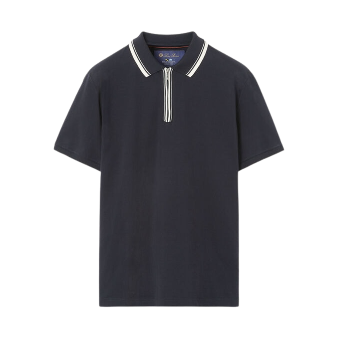 FAI0736-W000 Loro Piana Cotton Zip Regatta Polo Navy Blue
