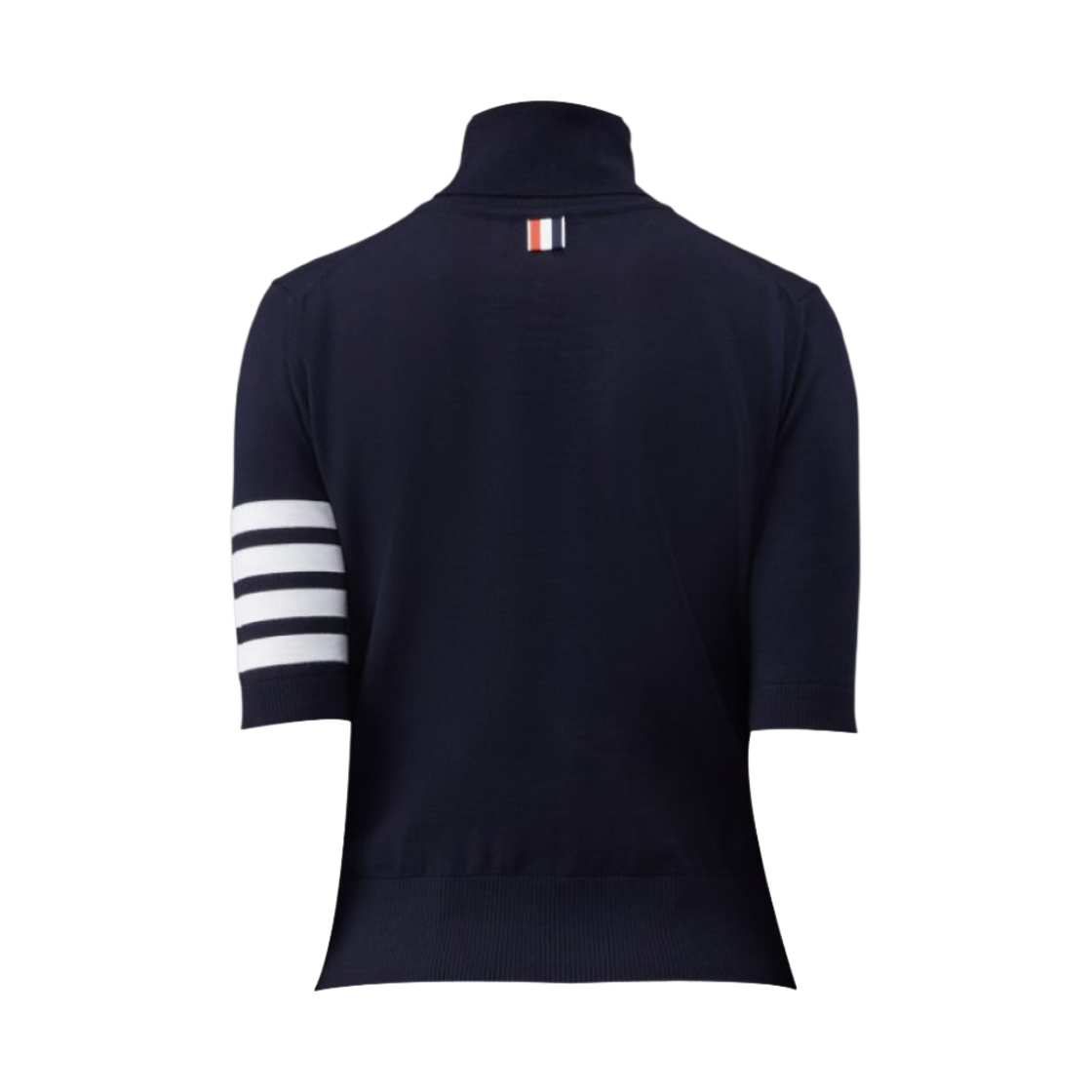 (W) 톰브라운 파인 메리노 울 사선 릴렉스 숏 슬리브 터틀넥 네이비((W) Thom Browne Fine Merino 4-Bar Relaxed Short Sleeve Turtleneck Navy) - 2