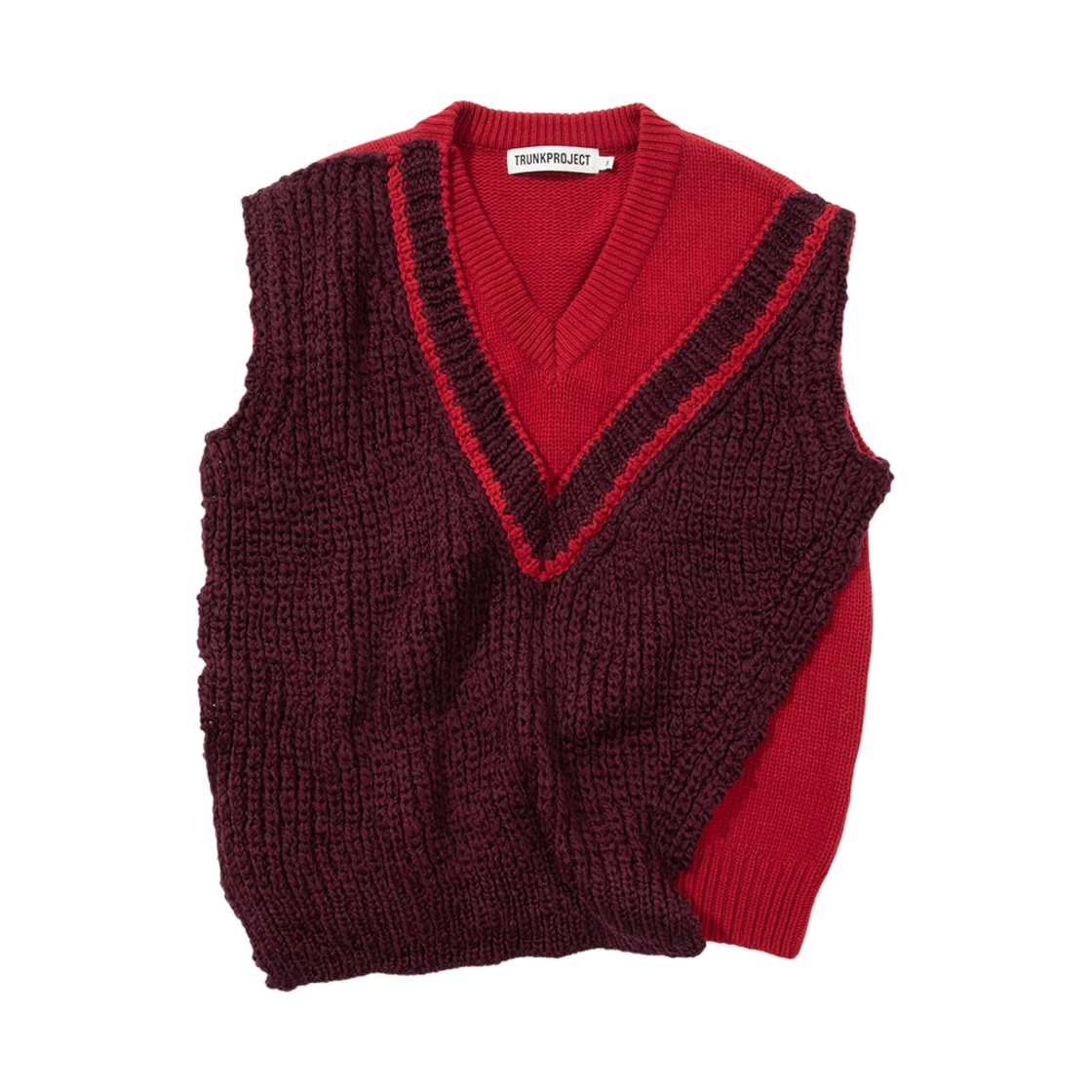 트렁크프로젝트 레이어드 니트 베스트 레드(TRUNKPROJECT Layered Knit Vest Red)