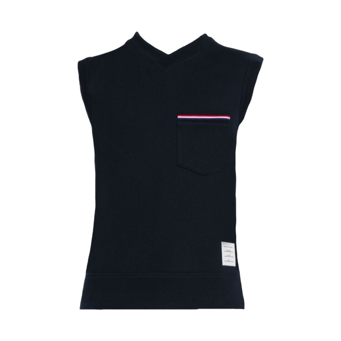 톰브라운 코튼 인터락 브이넥 베스트 네이비(Thom Browne Cotton Interlock V-Neck Vest Navy) - 1
