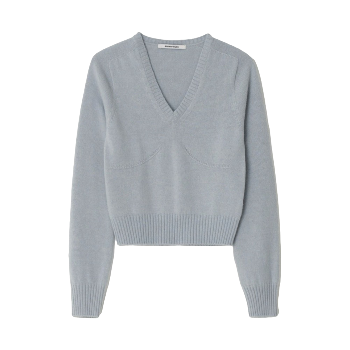 100073200033 Answerisyes Slub Edge V-neck Knit Light teal blue