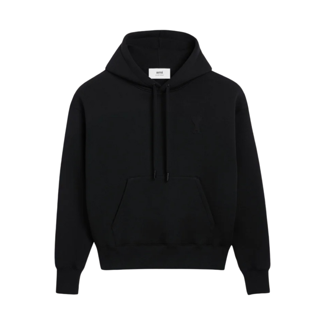 아미 하트 로고 브러쉬드 코튼 플리스 후드 스웨트셔츠 블랙(AMI de Coeur Brushed Cotton Fleece Hoodie Sweatshirts Black)
