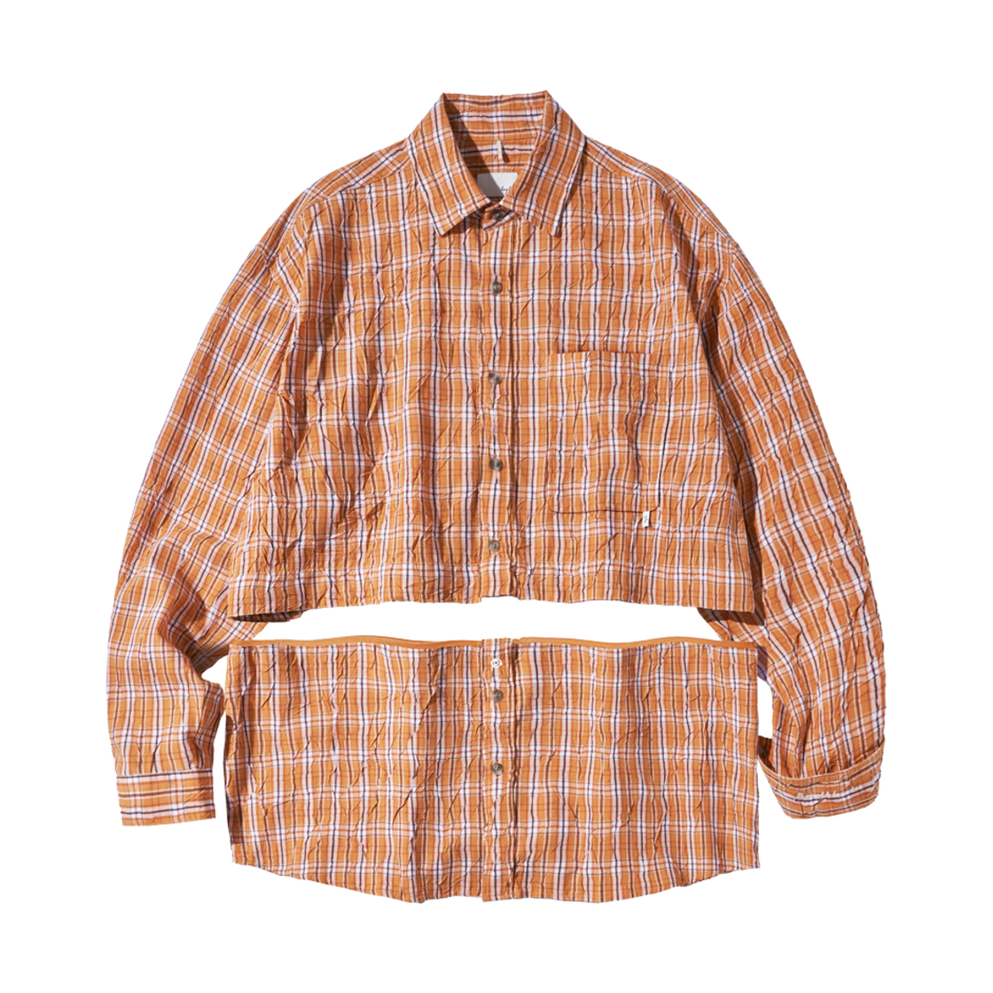 다이아몬드 레이라 크롭 디태처블 크리즈 체크 셔츠 S167 퍼시먼 오렌지(Diamond Layla Crop Detachable Crease Check Shirt S167 Persimmon Orange)