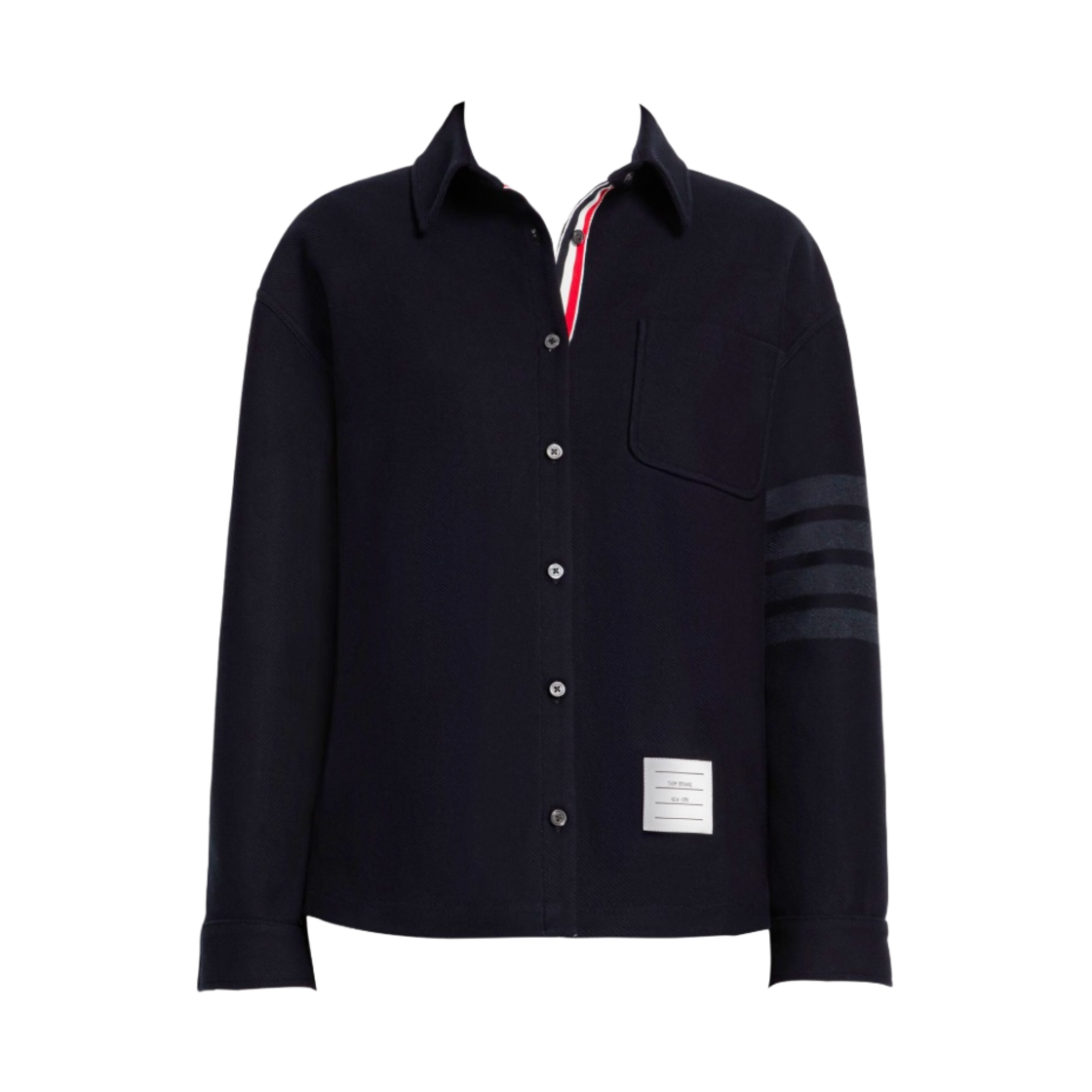 FJT247A-06772-415 (W) Thom Browne Double Face Tech Twill 4-Bar Oversized Shirt Navy