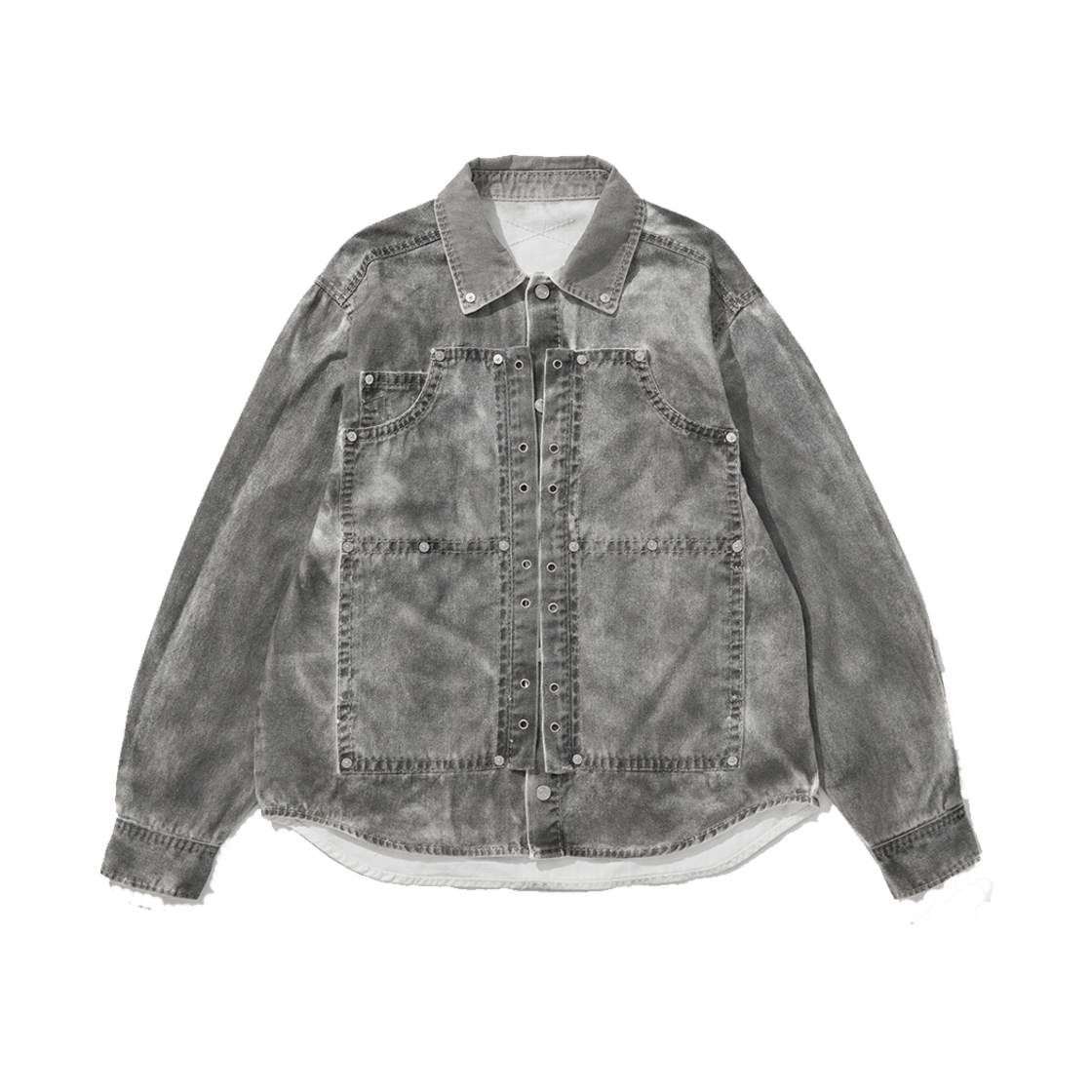 트루릴리젼 빅 T 데님 워크 셔츠 워시드 그레이