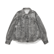 True Religion Big T Denim Work Shirts Washed Grey