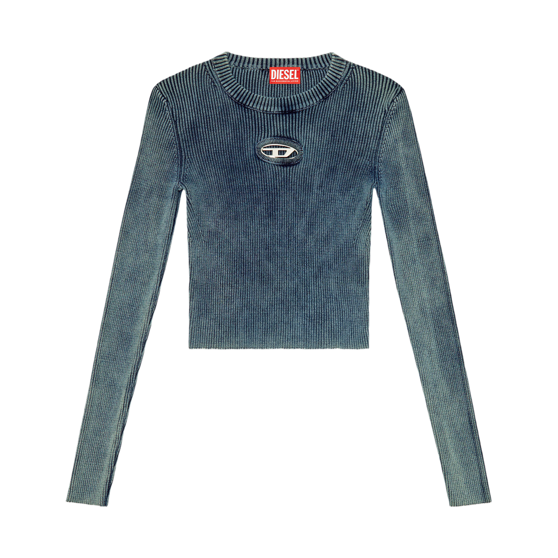 (W) 디젤 M-앵커-A 립 니트 탑 오발 D 다크 블루((W) Diesel M-Anchor-A Rib-Knit Top with Oval D Dark Blue) - 1