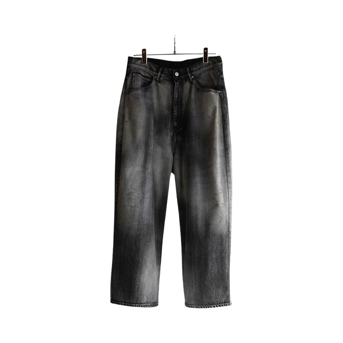 ANC-PT38 Ancellm Mix Color Wide Denim Pants Black