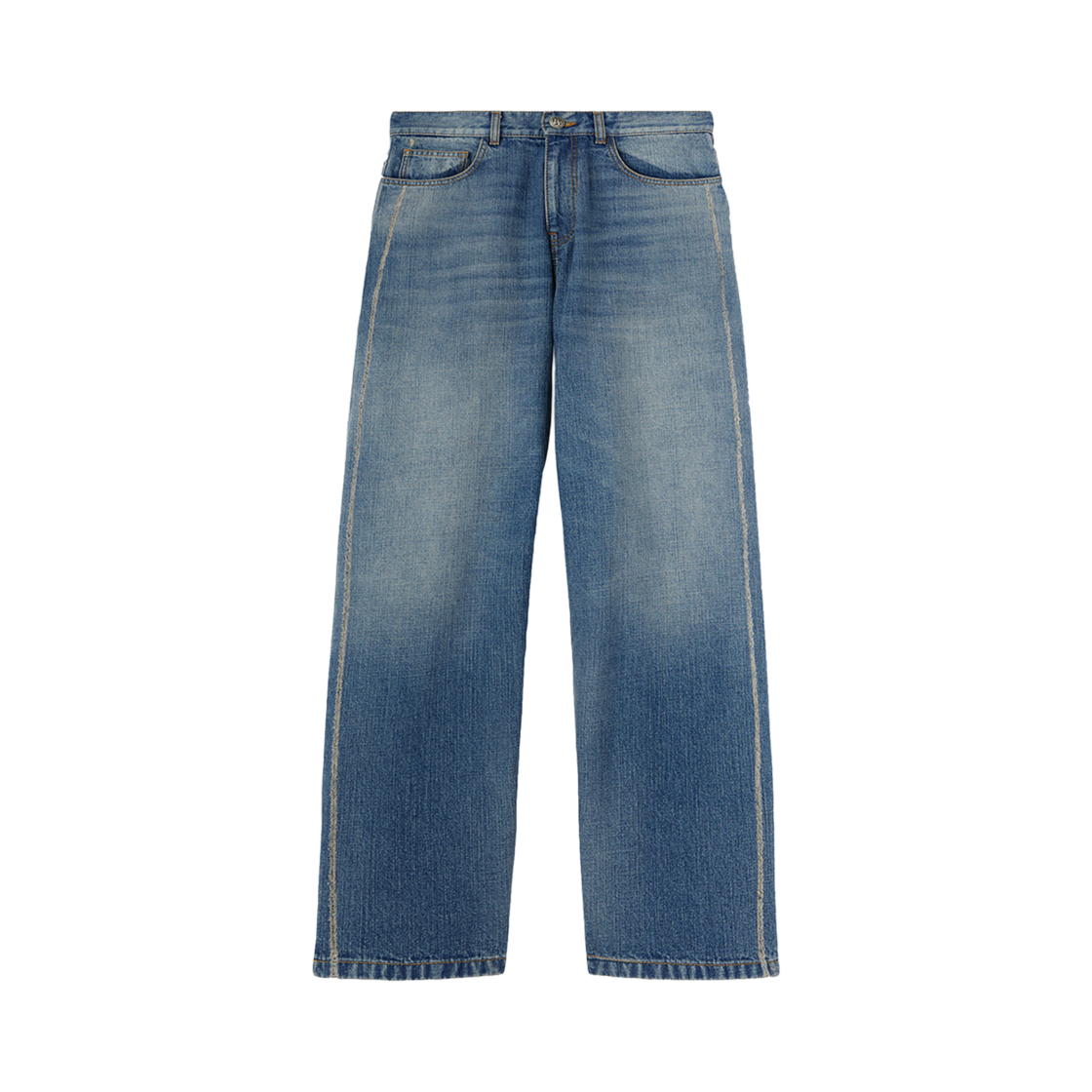 P7DMMB531 PALM ANGELS Curved Logo Loose 5 Pockets Light Blue