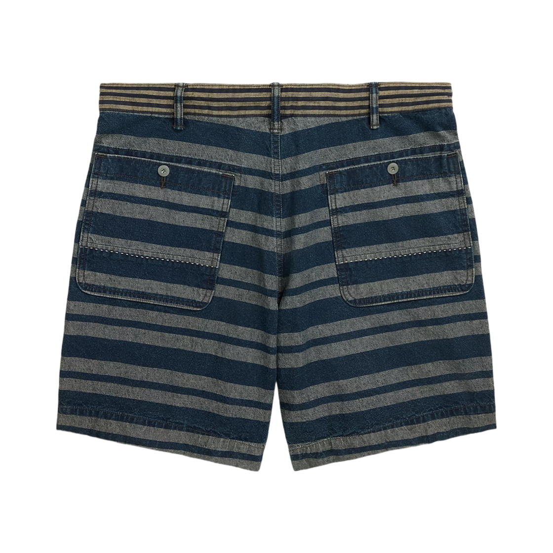 더블알엘 인디고 스트라이프 리넨 코튼 쇼츠 페이디드 인디고(Double RL Indigo Stripe Linen Cotton Shorts Faded Indigo) - 2