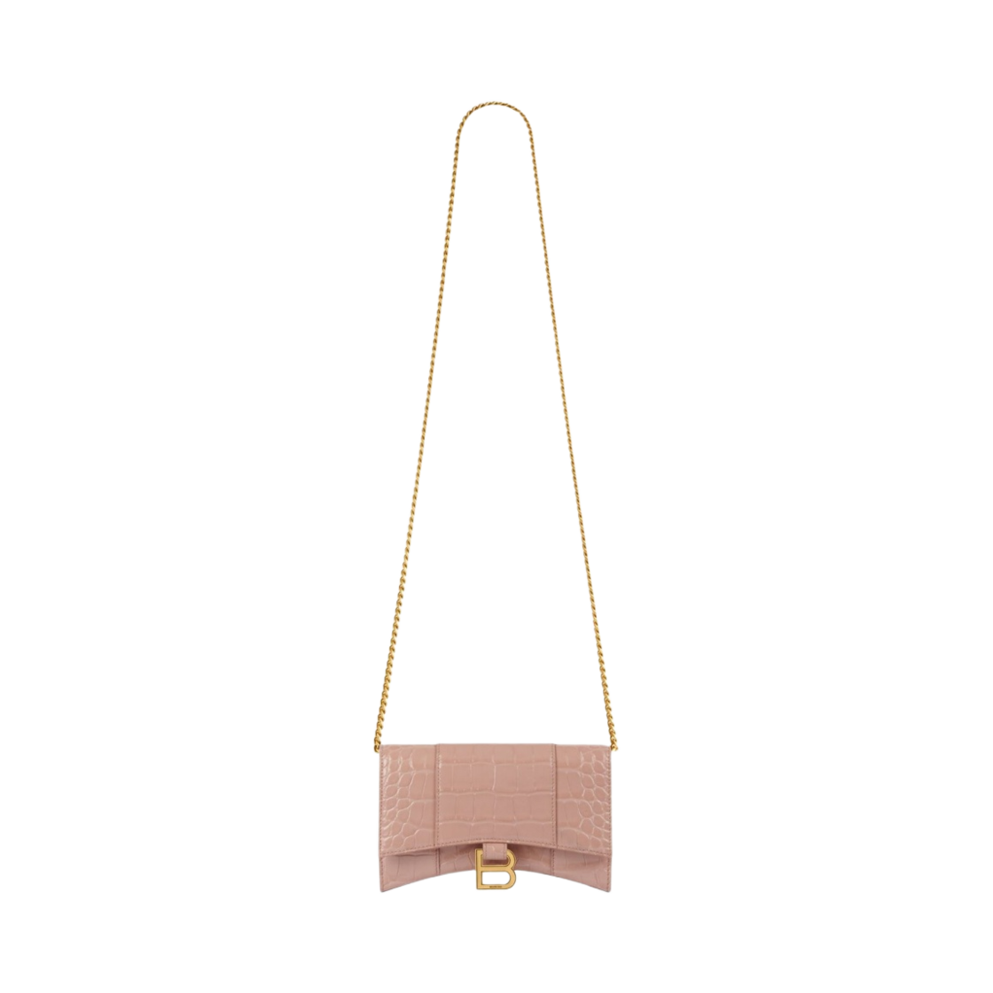 발렌시아가 크로커다일 엠보스 카프스킨 아워글래스 체인 지갑 베이지(Balenciaga Hourglass Wallet On Chain In Crocodile Embossed Calfskin Beige) - 1
