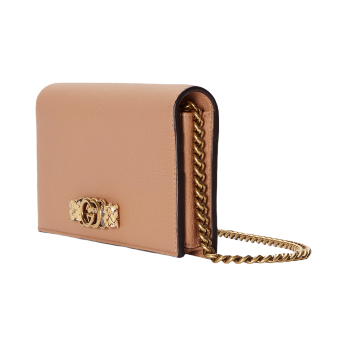 구찌 체인 지갑 인터로킹 G 파이썬 보우 로즈 베이지 레더(Gucci Chain Wallet with Interlocking G Python Bow Rose Beige Leather) - 2
