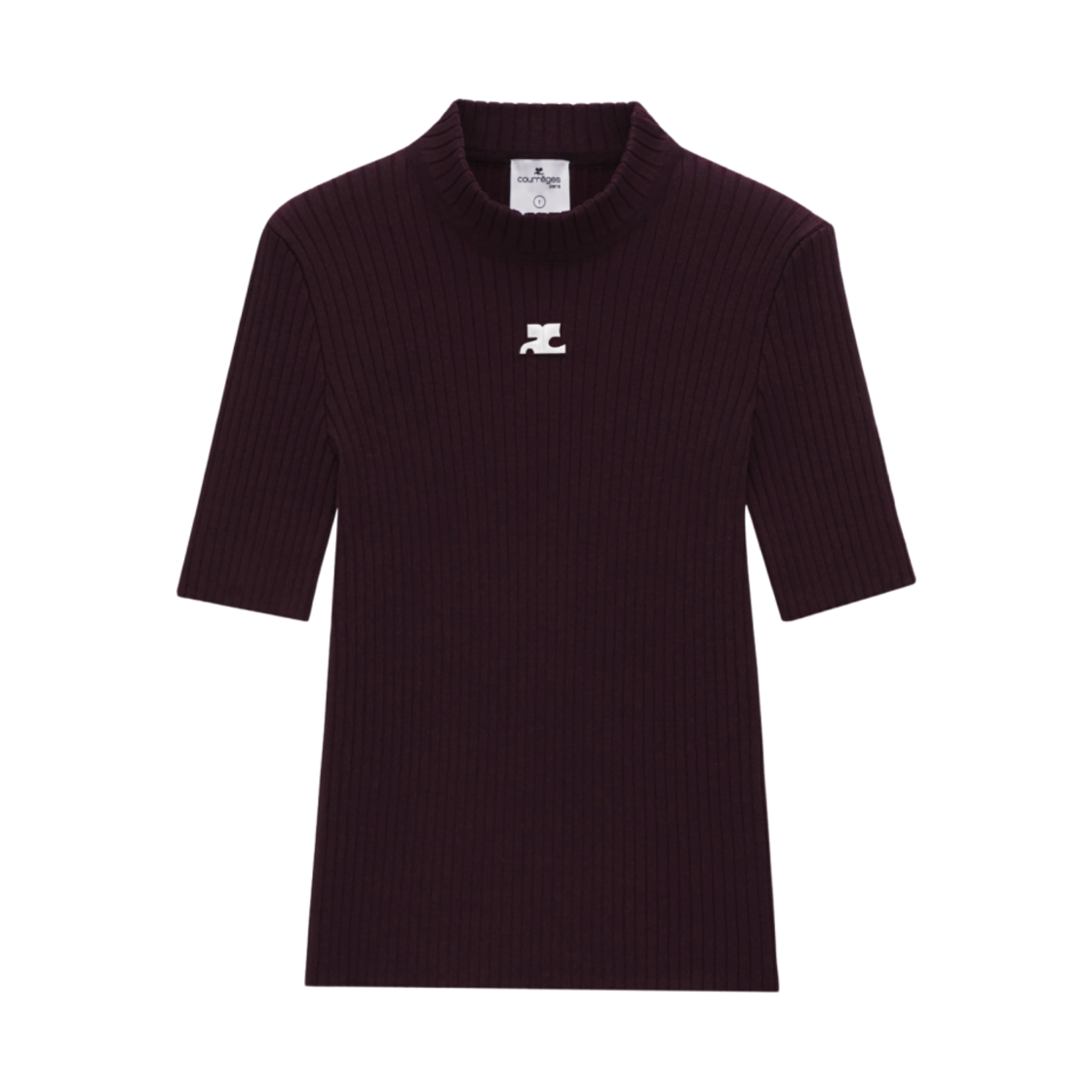 (W) 꾸레쥬 리에디션 니트 탑 숏슬리브 다크 버건디((W) Courreges Reedition Knit Top Short Sleeves Dark Burgundy) - 1