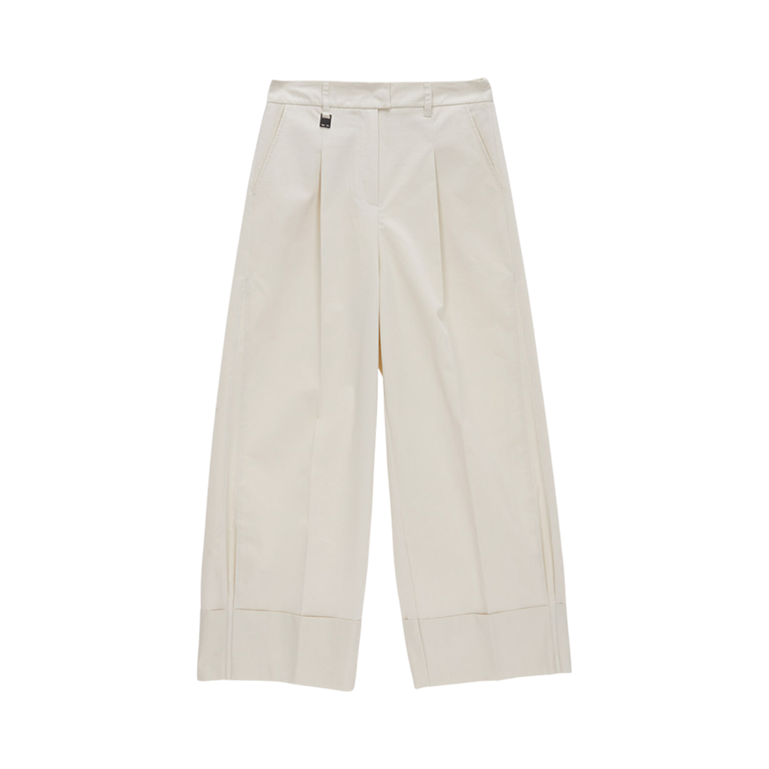 (W) 마뗑킴 코튼 블렌드 와이드 턴 업 슬랙스 아이보리