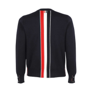 Thom Browne Milano Stitch Centerback Striped Intarsia Pullover Crewneck Knit Navy