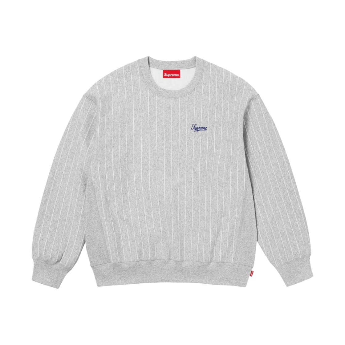슈프림 핀스트라이프 크루넥 헤더 그레이 - 24SS