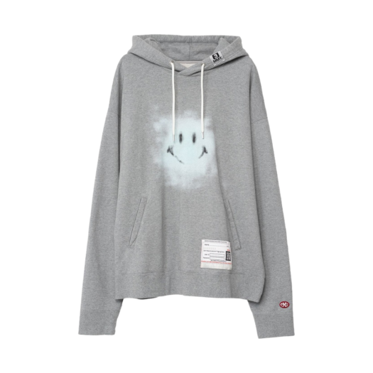 A12HD672-GRAY Maison Mihara Yasuhiro Smily Face Printed Hoodie Gray