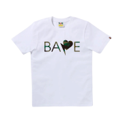 (W) BAPE 1st Camo Heart Bape Logo T-Shirts White