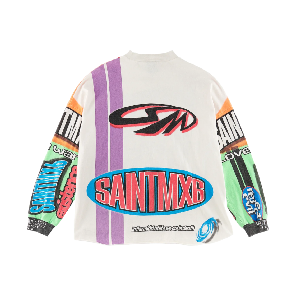 세인트 마이클 모토클로스 롱슬리브 티셔츠 화이트 멀티컬러 - 23SS(Saint Mxxxxxx Motocloss L/S T-Shirt White Multicolour - 23SS) - 2