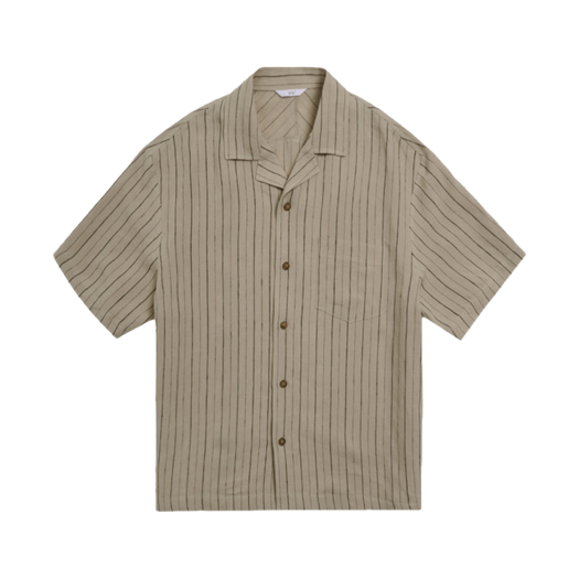2502MSSBG STU Back Raglan Stripe Linen Shirt Beige