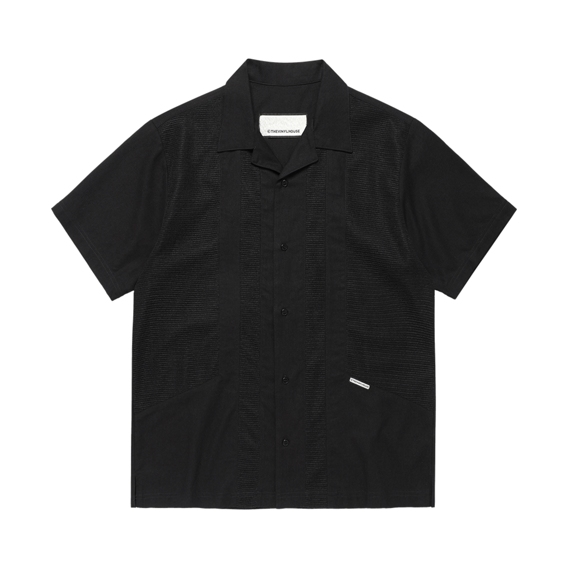 더바이닐하우스 리넨 메쉬 반팔 셔츠 블랙(Thevinylhouse Linen Mesh Short Sleeve Shirts Black)