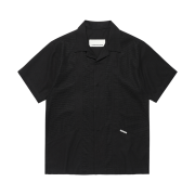 Thevinylhouse Linen Mesh Short Sleeve Shirts Black