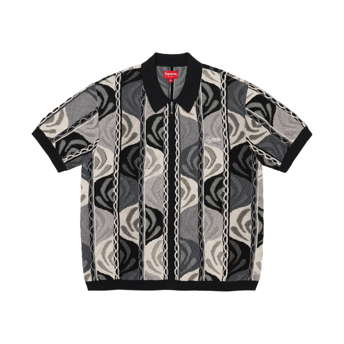 슈프림 앱스트랙트 텍스쳐드 집업 폴로 블랙 - 22SS(Supreme Abstract Textured Zip Up Polo Black - 22SS)