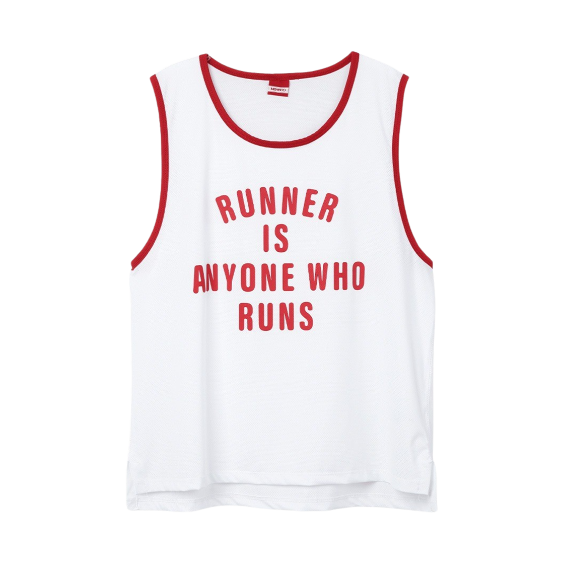 미나수 메쉬러닝나시TOP 슬로건나염 민소매 화이트