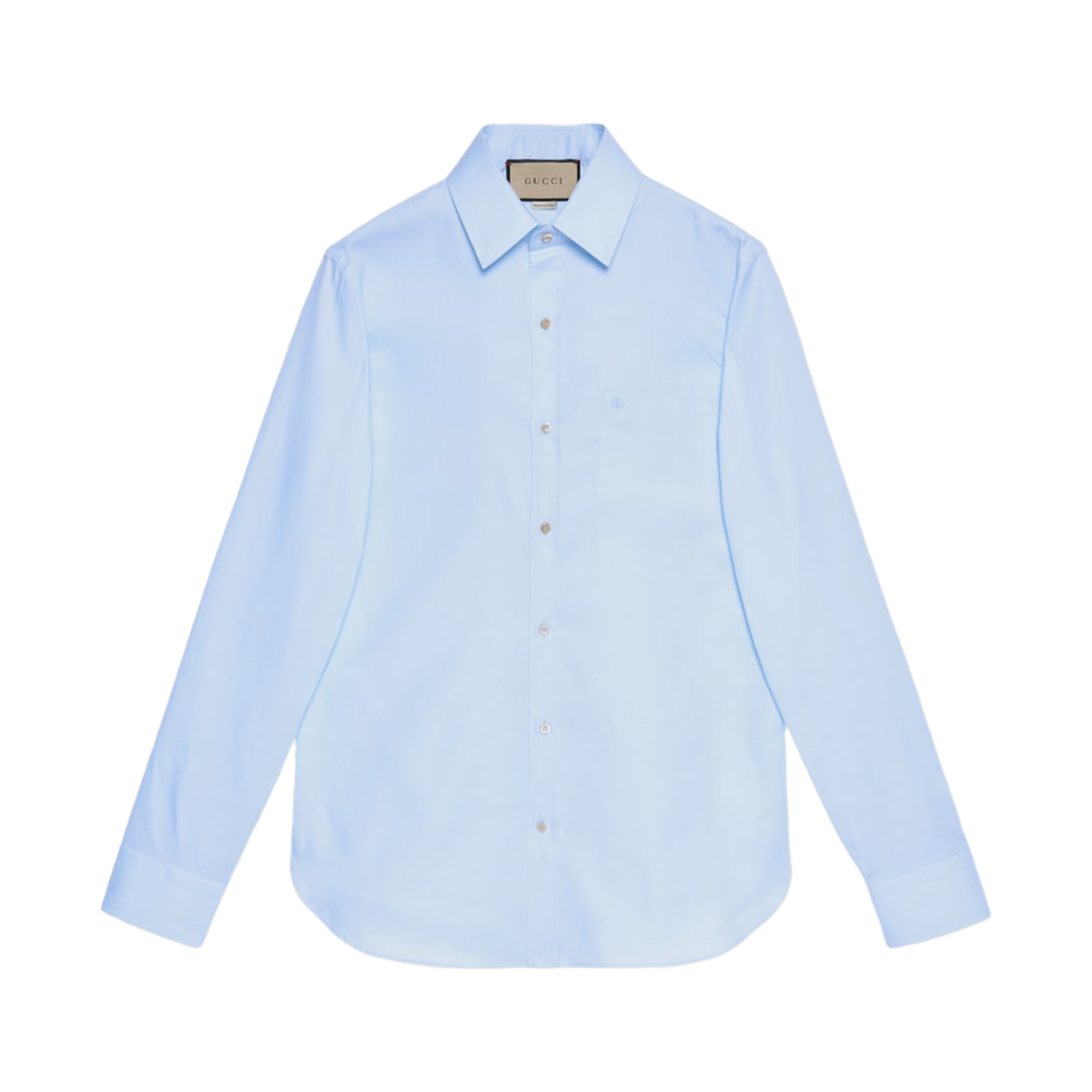 699554-ZAJOM-4850 Gucci Cotton Shirt with Double G Embroidery Light Blue Cotton