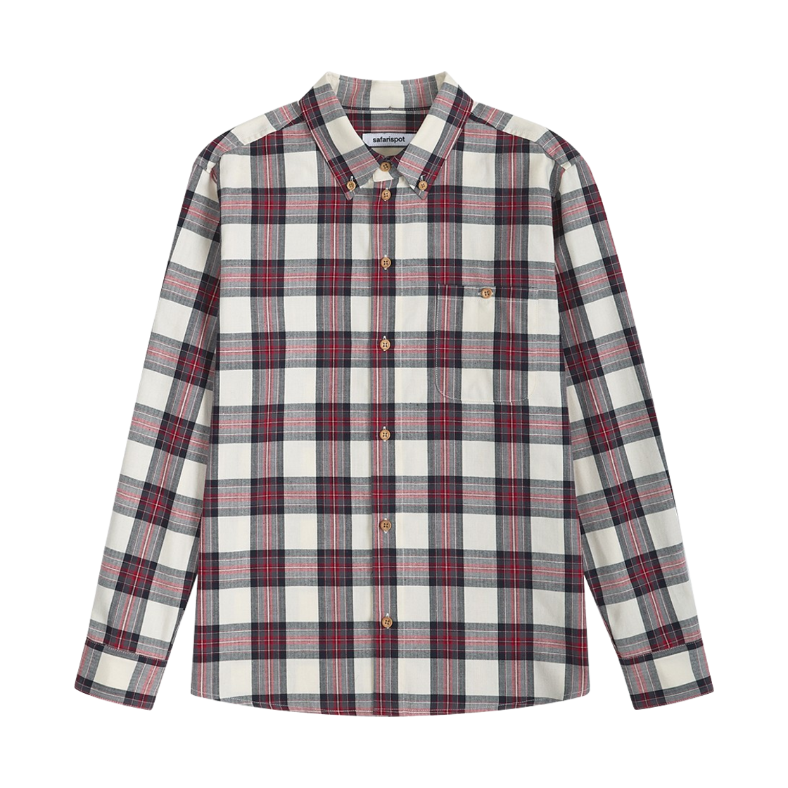 saf00469 Safarispot Regular Tartan Check Shirts - Ivory/Navy