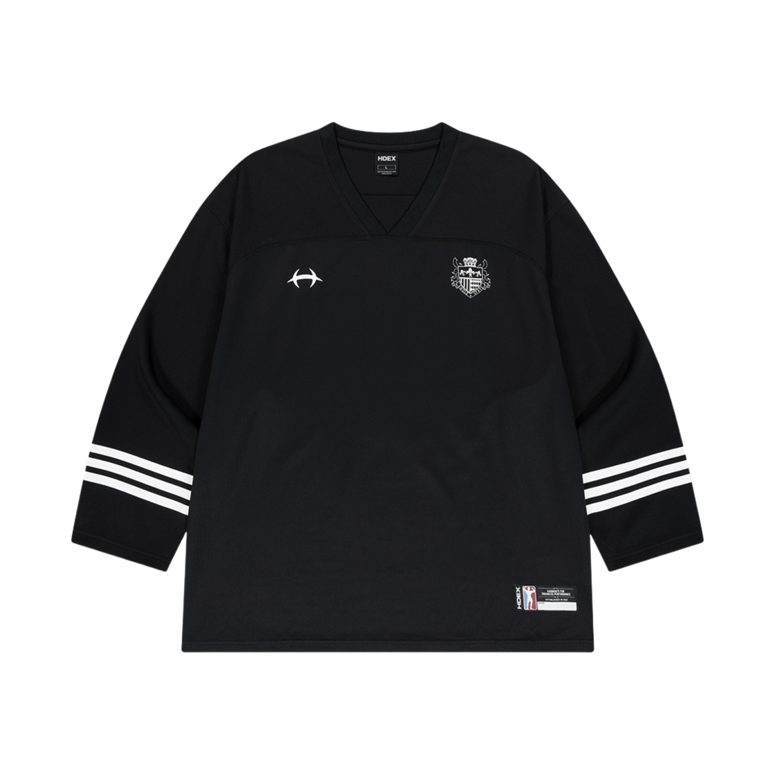 에이치덱스 믹스드 매쉬 럭비 롱 슬리브 블랙