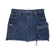 (W) Matin Kim Stripe Cargo Denim Mini Skirt Blue