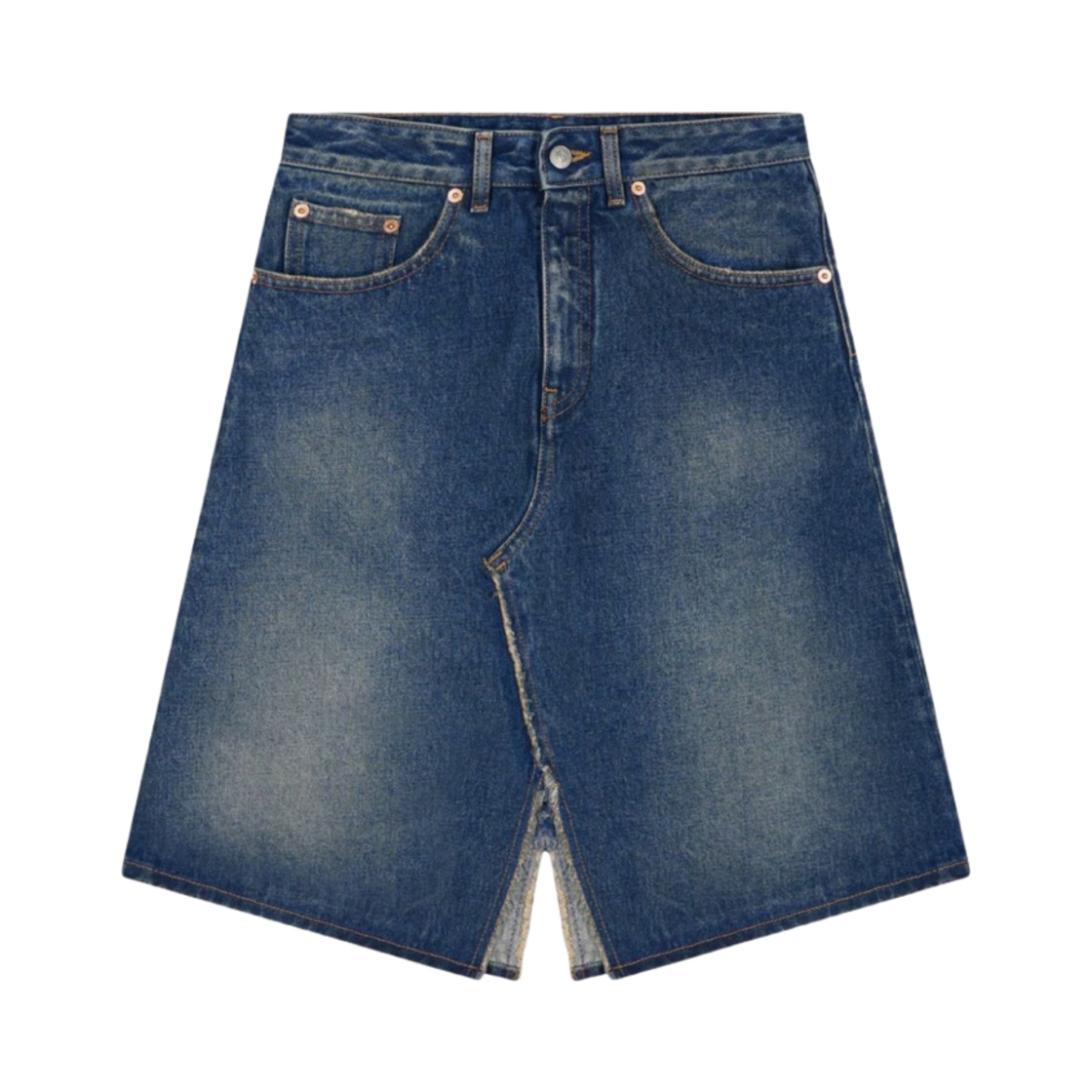 (W) MM6 메종 마르지엘라 디스트레스 데님 스커트 그린 캐스트