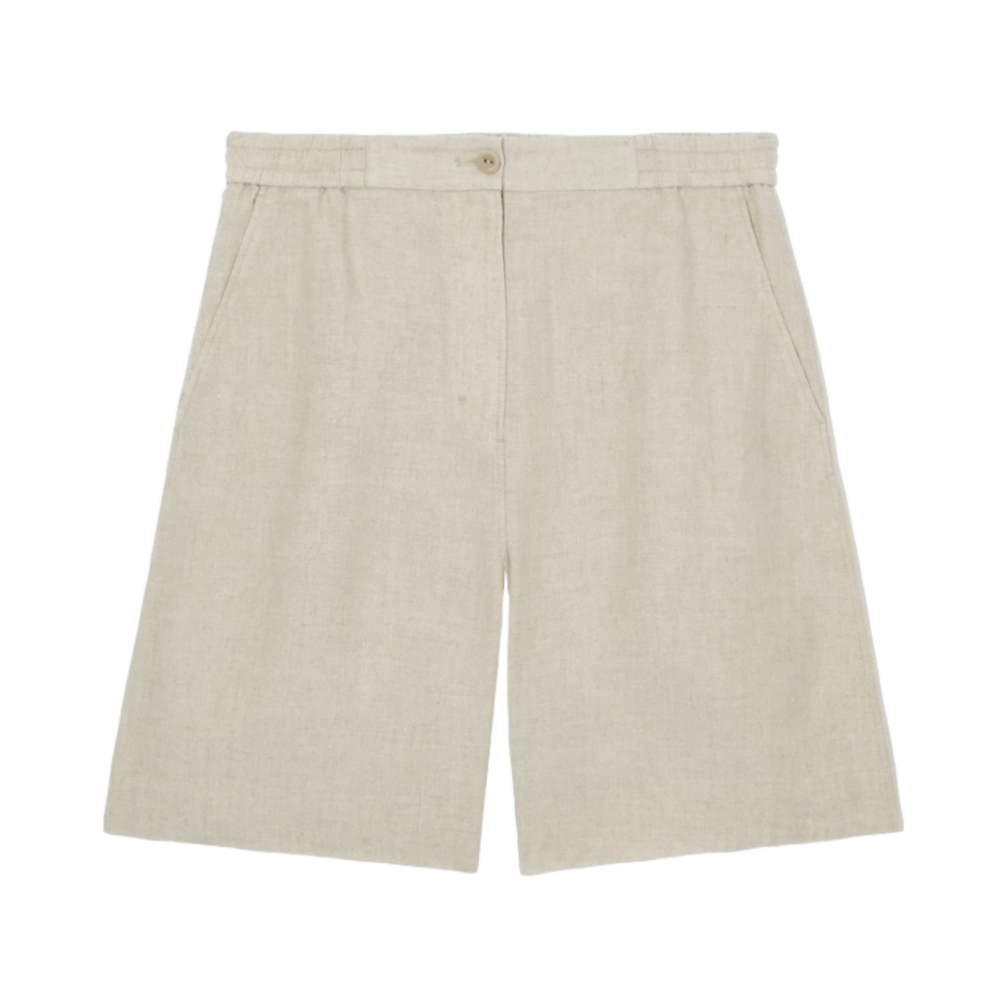 (W) 코스 엘라스틱 리넨 쇼츠 라이트 베이지((W) COS Elasticated Linen Shorts Light Beige) - 1