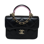 Chanel Flap Coin Purse with Chain Lambskin & Gold Black Lilac