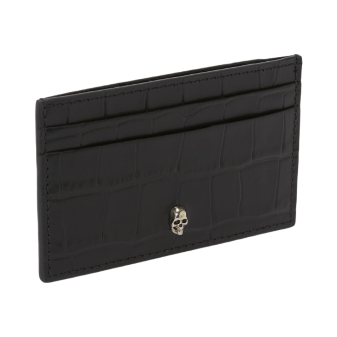 알렉산더 맥퀸 엠보스 크록 카드 홀더 블랙(Alexander McQueen Embossed Croc Card Holder Black) - 2