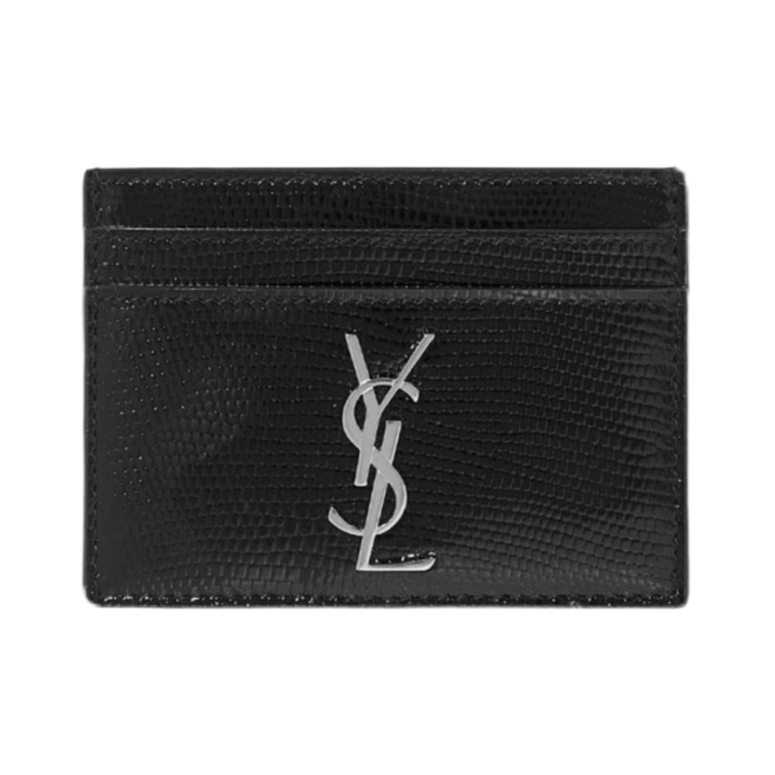 생로랑 모노그램 리자드 이펙트 글로시 레더 월렛 블랙 실버(Saint Laurent Monogram Lizard Effect Glossy Leather Wallet Black Silver) - 1