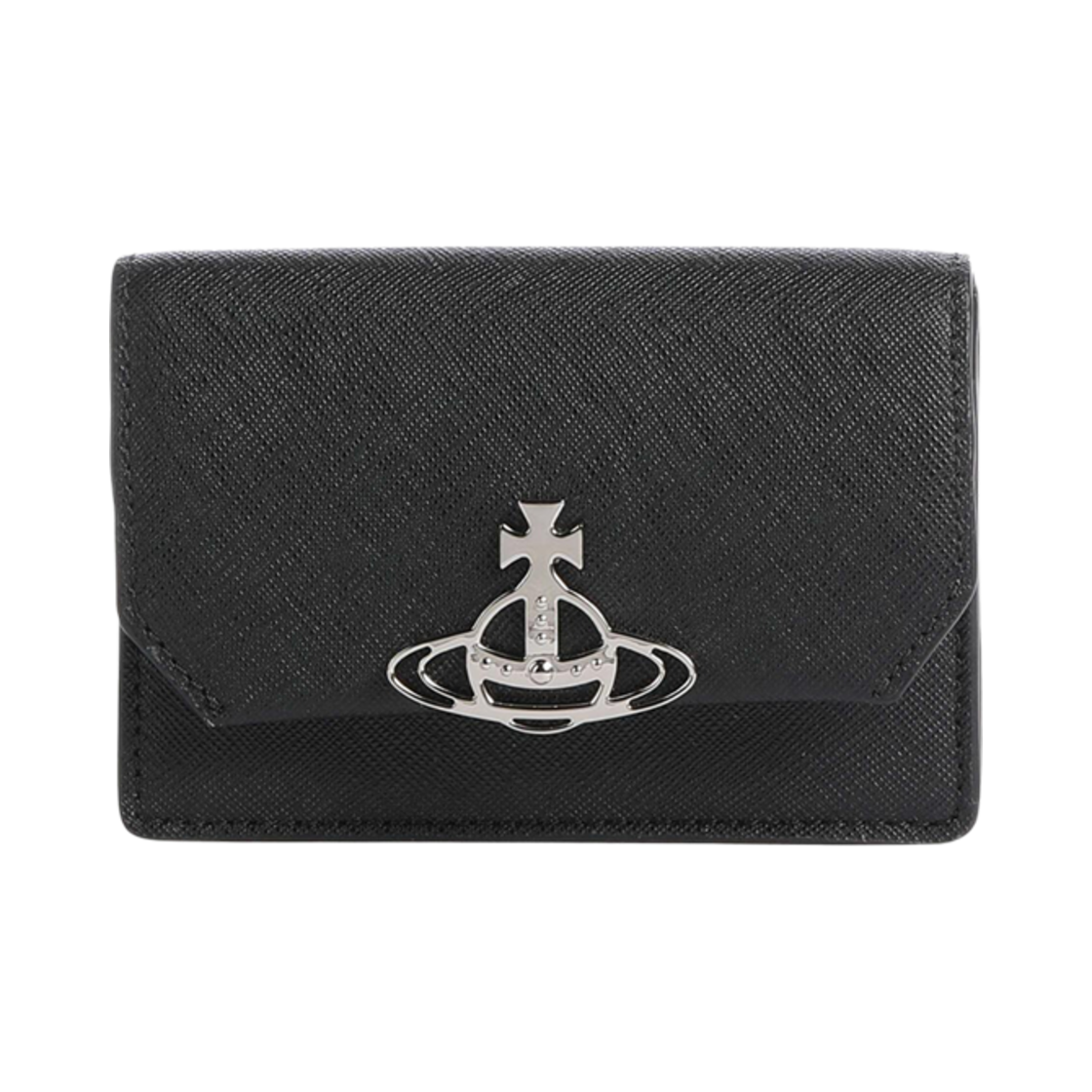 5115002OW-L001N-N401 Vivienne Westwood Saffiano Cow Leather Card Holder Black