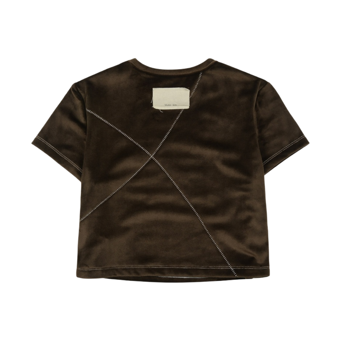 (W) 마뗑킴 벨루어 스티치 크롭탑 브라운((W) Matin Kim Velour Stitch Crop Top Brown) - 2