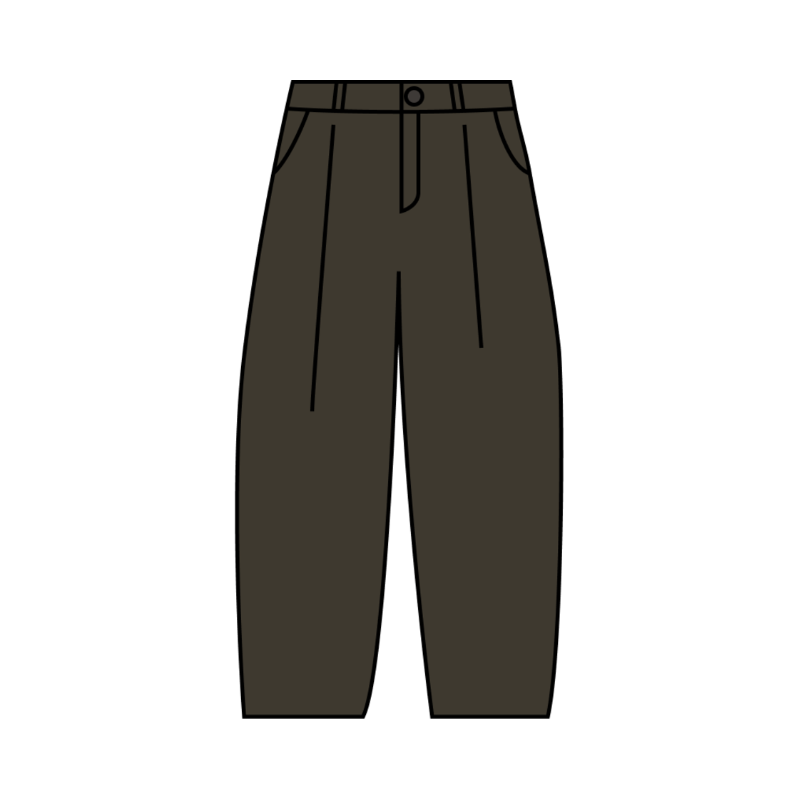 475318-37 (W) GU Corduroy Barrel Leg Pants Brown - KR