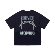 Ajobyajo PBA Arch Logo Washed Layered T-Shirt Navy