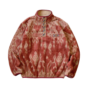 Kapital Java Kasuri Pattern Snap-T Fleece Pullover Red