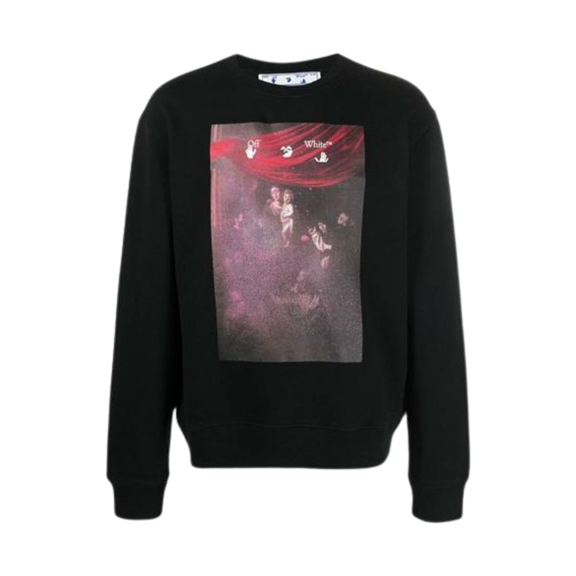 OMBA025S21FLE0091001 Off-White Arrow Pattern Crewneck Black