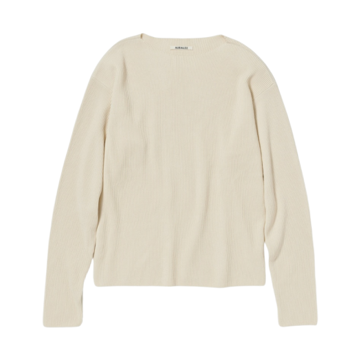 Auralee Super Hard Twist Rib Knit Boat Neck P/O Ivory