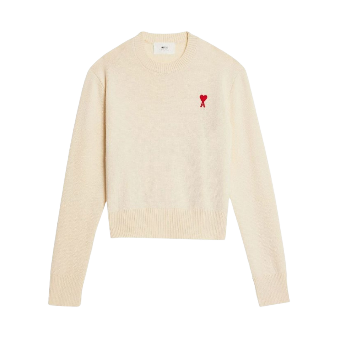 (W) 아미 스몰 하트 로고 스웨터 바닐라((W) AMI de Coeur Sweater Vanilla) - 1