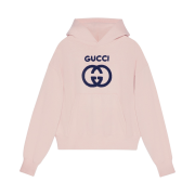 (W) Gucci Cotton Jersey Sweatshirt with Embroidery Light Pink